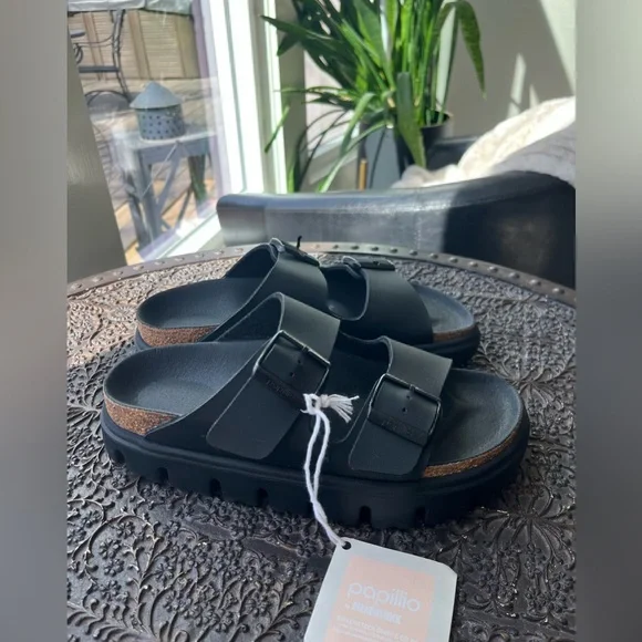 BIRKENSTOCK PAPILLIO ARIZONA CHUNKY BIRKO FLOR SANDALS BLACK 37 6 - Picture 5 of 9